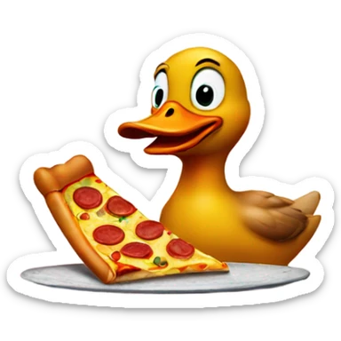 Duck eating pizza sticker