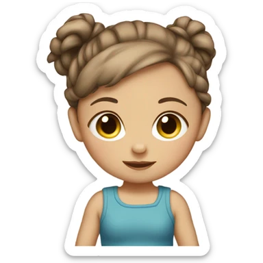 BROWN HAIR WHITE BABY GIRL WITH PONYTAILS sticker