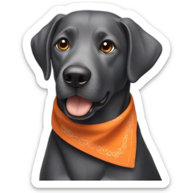 black dog with orange bandana around neck sticker