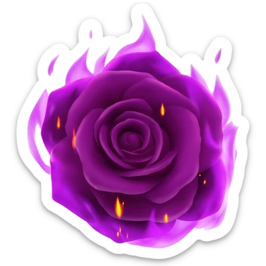 Create a rose that is flaming with purple fire sticker