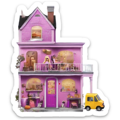 Barbie’s 5 story tall haunted dream house and food truck  sticker