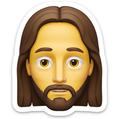 Jesus Christ, simplified iconic yellow face, gentle expression sticker