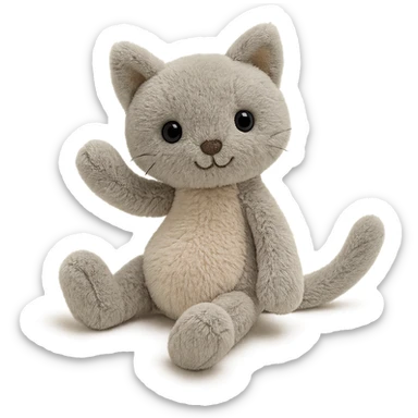 cute jellycat plushie, soft and cuddly, big eyes, gentle smile, in a playful pose sticker