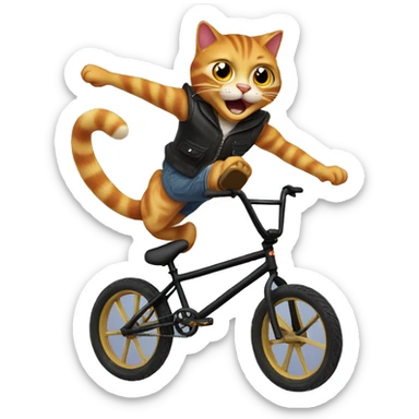 Puss in boots back flipping a bmx bike sticker