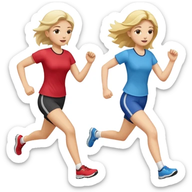 I want 2 women holding hands running in same direction, one is brunette, one is blonde sticker