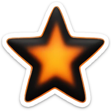 star half black, half orange burnt sticker