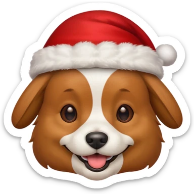 a dog wearing a christmas hat sticker