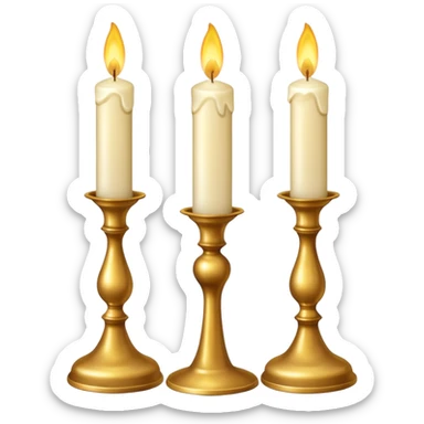 Shabbat two candles in candlesticks and halal bread  sticker