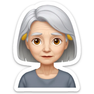 elderly woman white hair and gray dress sticker