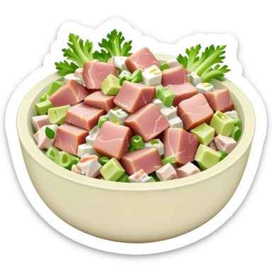 a bowl of ham salad, minimal, simple, clear sticker