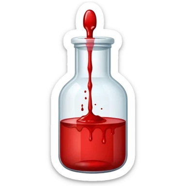 A lab science bottle but filled with blood sticker