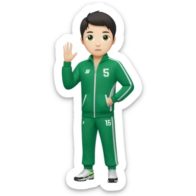 Draw Seong Gi-hun (Player 456) in green tracksuit with the white number 456 clearly printed on the chest & jacket. sticker