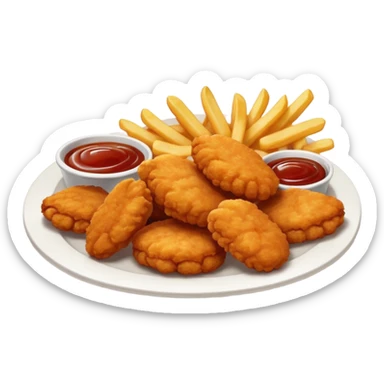 Chicken nuggets and fries with bbq sticker
