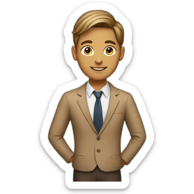 tan boy who is a teacher with a bun sticker