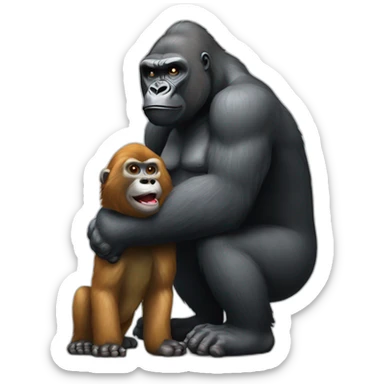 Gorilla giving a Dog to Vladimir Putin sticker