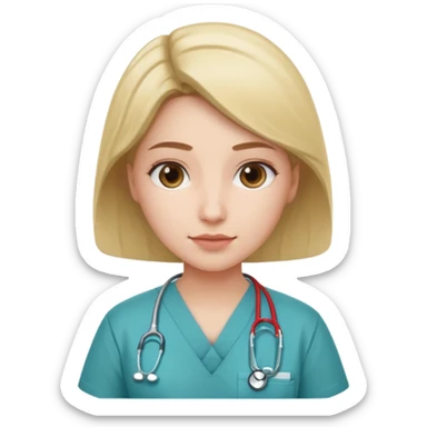 A medic (woman) attending to a person at the hospital sticker