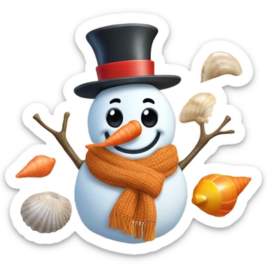 Snowman on the beach sticker