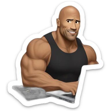 the rock working on macbook laptop sticker