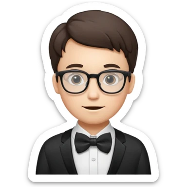 Nerdy specs boy  emoji with bow sticker