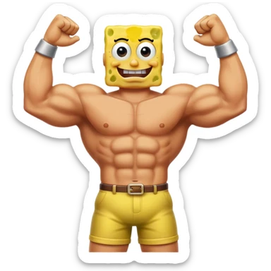 Spongebob squarepants as a body builder sticker