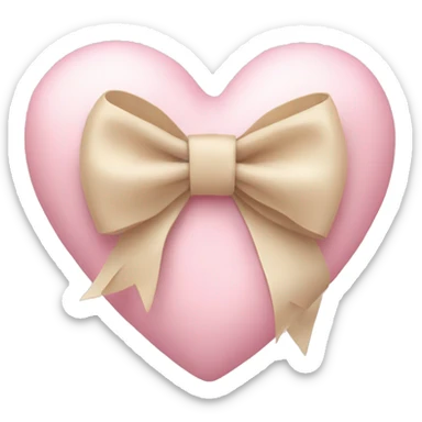 Pastel pink heart with beige bow  sticker