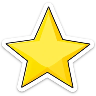 3D golden star with soft glow, five sharp symmetrical points, subtle glitter particles, cartoon style, friendly appeal, pastel yellow background, Pixar-inspired lighting sticker