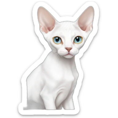Slim white devon rex with light blue eyes notebook sticker