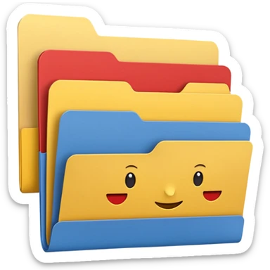 three file folders, arranged in a stack, emoji style sticker