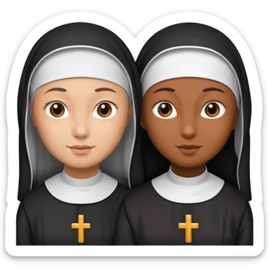 Two nuns one tan and one brown sticker