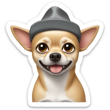 tan Chihuahua mix shark hat sticker