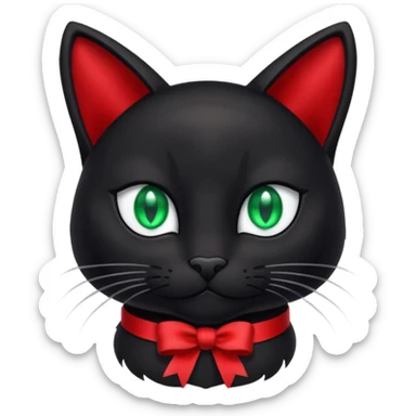 Black cat with red 🎀 emoji sticker
