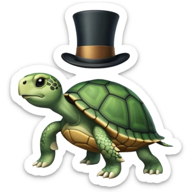 a turtle with a top hat standing on its back legs with a 6th pack sticker