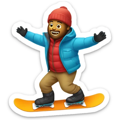 large man snowboarding in a snow bib sticker