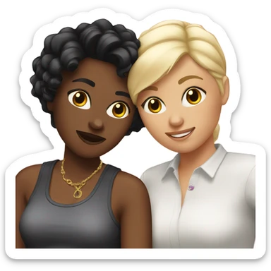 Blonde and black haired lesbians sticker