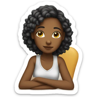Black teen girl sitting alone  sticker