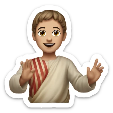 11th century european happy child with horizontal red stripes tunic making ok hand gesture sticker
