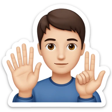 Person with a 6 in the left hand and 7 in the right hand sticker