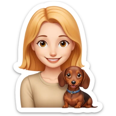 dachshund with its girl owner sticker