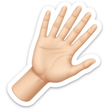 a hand held open, viewed from the side, with the palm facing upward sticker