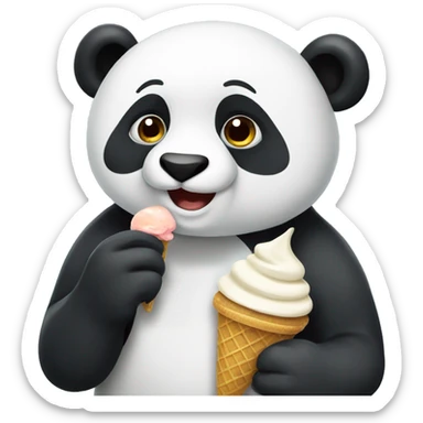 Panda eating ice cream sticker