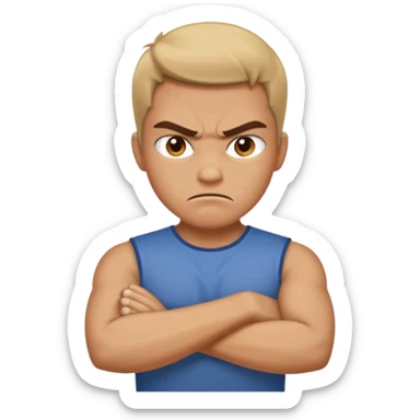 Angry face with crossed arms sticker