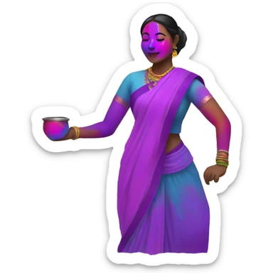 Woman playing Holi  sticker