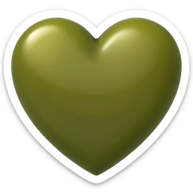 an olive green colored heart sticker