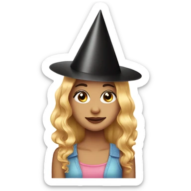 Birthday hat on a girl long hair big eyelashes sticker