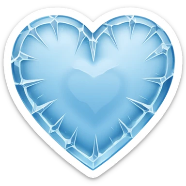 a flat heart that appears to be chiseled from a block of ice. Frost seems to grow on it sticker