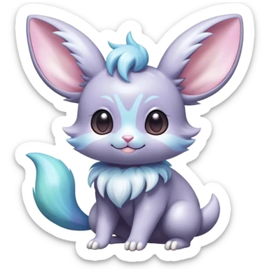 Shiny Vibrant Colorful Rare Minccino-Espurr-Cinccino-creature-hybrid sticker