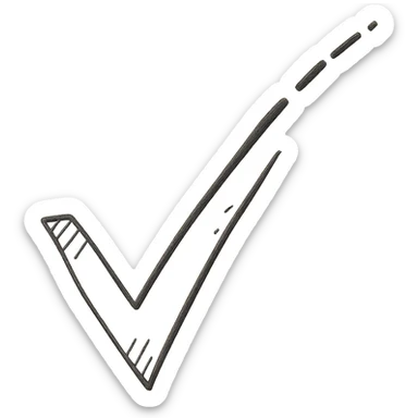 hand drawn outlined checkmark with a broken line suggesting uncertainty sticker