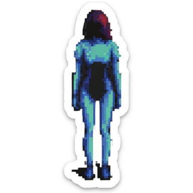 pixel art female silhouette, minimalist human shape sticker