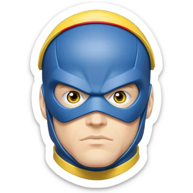 marvel superhero cyclops x-men. blue cowl with iconic yellow visor with red stripe through sticker