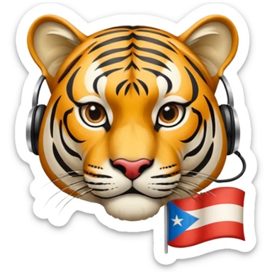 Quiero un tigre mezclado con la bandera cubana. Porque no apodan el tiger y soy de cuba. 
Quiero un tigre asi cubano pero con unos audífonos de dj, además un tigre fuerte y con cara de tigre agresivo sticker